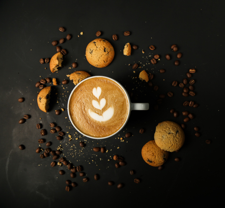 coffee-with-cookies-on-black-background